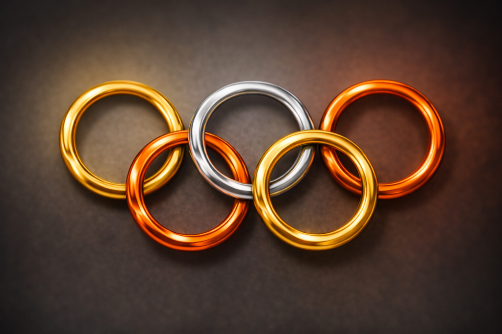 olympic gold silver and orange rings